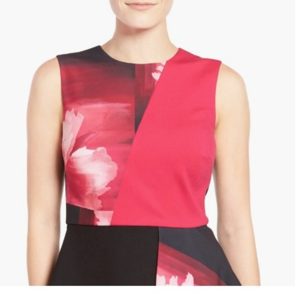 EUC Ellen Tracy Asymetrical Print Matching Skirt/Top Set - Small, 6, Black Pink - Picture 4 of 6